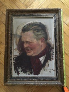 Zdeněk Burian - olej na plátně - Portrét  neznámého muže 1943