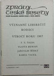 Významní liberečtí rodáci výročí roku 1987 - Zprávy České besedy 60 - 