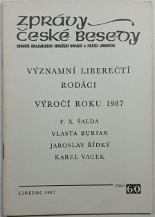 Významní liberečtí rodáci výročí roku 1987 - Zprávy České besedy 60