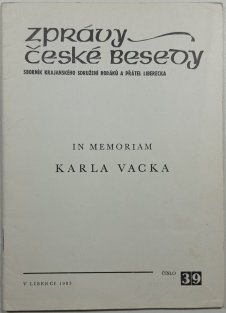 In memoriam Karla Vacka - Zprávy České besedy 39