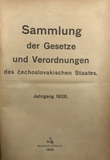 Sammlung der Gesetze und Verordnungen des čechoslokakische Staates 1926