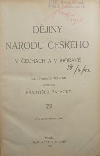 Dějiny národu českého v Čechách a v Moravě