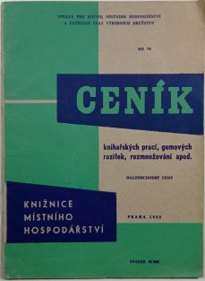 Ceník knihařských prací, gumových razítek, rozmnožování apod.