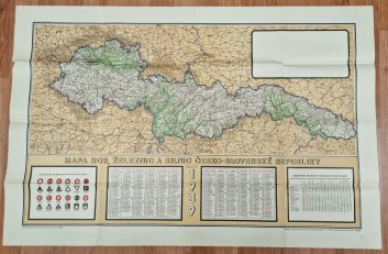 Mapa hor, železnic a silnic Česko - Slovenské republiky