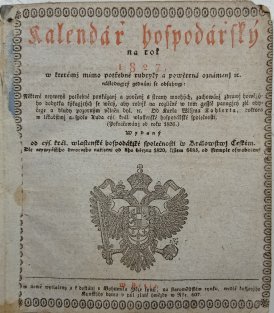 Kalendář hospodářský na rok 1827