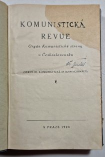 Komunistická revue - ročník I., č. 1- 12 / 1924