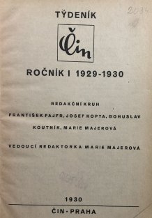 Týdeník Čin ročník I. 1929-1930