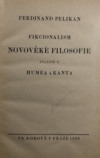 Fikcionalism novověké filosofie zvláště u Humea a Kanta