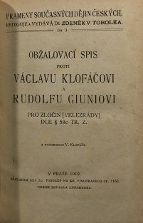 Obžalovací spis proti Václavu Klofáčovi a Rudolfu Giuniovi