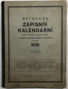 Batovcův zápisník kalendářní 1938