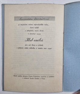  Klub umělců - svým členům a přátelům k novému roku 1940