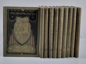 Spisy Waltera Scotta (10 svazků) - Waverley, Ivanhoe, Quentin Durward, Železná pěst, Hrabě pařížský