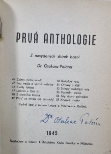 Prvá anthologie - Z nevydaných sbírek básní