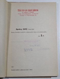Zprávy Zemského studijního a plánovacího ústavu moravskoslezského (ZSPÚ) č. 1 třetí řady