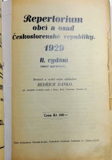 Repetorium obcí a osad Československé republiky 1929