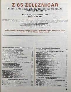Časopis Železničář ročník 35 (1985) čísla 1-24