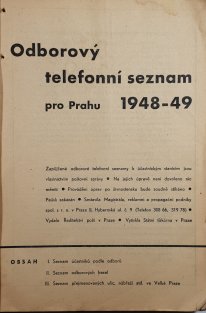 Odborový telefonní seznam pro Prahu 1948 1949