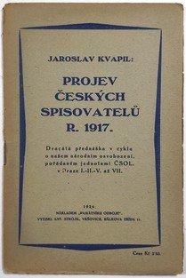 Projev českých spisovatelů r. 1917