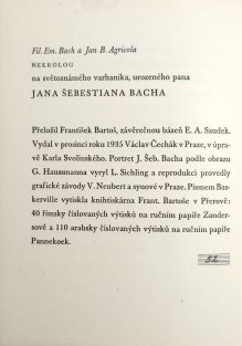 J. Š. Bach - nekrolog