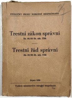 Trestní zákon správní čís. 88/50 Sb. zák. ČSR / Trestní řád správní čís. 89/50 Sb. zák. ČSR