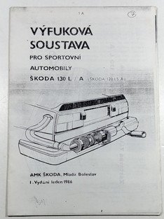 Výfuková soustava pro sportovní automobily Škoda 130L / A ( Škoda 120 LS A )