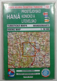 mapa - KČT 51 - Haná - Prostějovsko, Konicko a Litovelsko