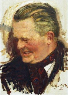 Zdeněk Burian - olej na plátně - Portrét  neznámého muže 1943