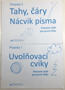 Uvolňovací cviky, tahy, čáry, nácvik písma (2 sešity)