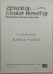 In memoriam Karla Vacka - Zprávy České besedy 39 - 