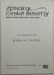 In memoriam Karla Vacka - Zprávy České besedy 39 - 