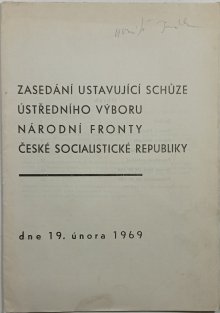 Zasedání ustavující schůze ústředního výboru národní fronty české socialistické republiky
