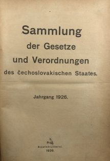 Sammlung der Gesetze und Verordnungen des čechoslokakische Staates 1926