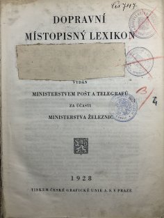 Dopravní místopisný lexikon 1928