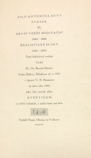 Dílo Antonína Sovy svazek XI. První verše , Realistické sloky