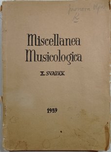 Miscellanea Musicologica X.svazek 1959