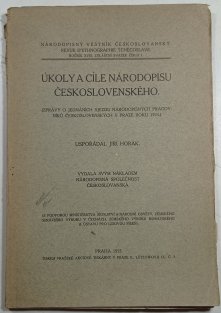 Úkoly a cíle národopisu československého