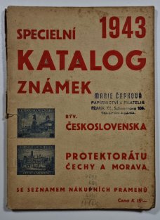 Specielní katalog poštovních známek býv, Československa, Protektorátu Čechy a Morava 1943