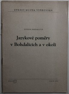 Jazykové poměry v Bohdalicích a v okolí