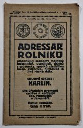 Adressář rolníků - soudní okres Karlín - 