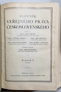 Slovník veřejného práva československého sv I. , III. a IV.
