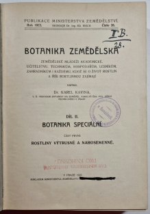 Botanika zemědělská II. Botanika speciální (část první - Rostliny výtrusné a nahosemenné)