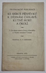 Propagační publikace ke sbírce příspěvků dějinám Čáslavě, Kutné Hory a okolí - 