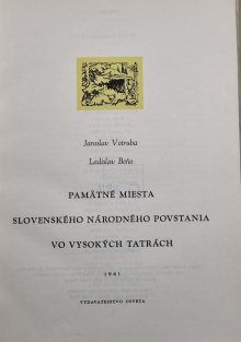 Pamätné miesta Slovenského národného povstania vo Vysokých tatrách