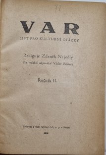 VAR ( List pro kulturní otázky ) ročník II. / 1949, č. 1-20
