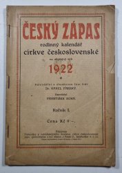 Český zápas 1922 - rodinný kalendář církve československé (ročník I.) - 