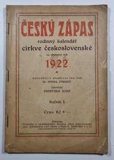 Český zápas 1922 - rodinný kalendář církve československé (ročník I.)