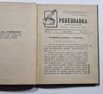 Poděbradka (časopis pohnuté doby) č. 8-9/1917 + č. 19-22/1919, ročník I.