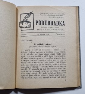 Poděbradka (časopis pohnuté doby) č. 8-9/1917 + č. 19-22/1919, ročník I.