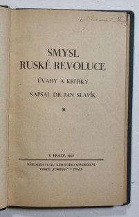 Smysl ruské revoluce - úvahy a kritiky