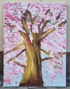 Jarní strom v plném květu (olej na plátně 60x80cm)
